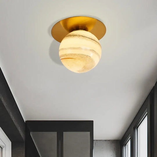 Modern Glass Orbit Ceiling Light Kitchen Flushmount Lamp - Clear/Light - Brown/Cream Single Brown