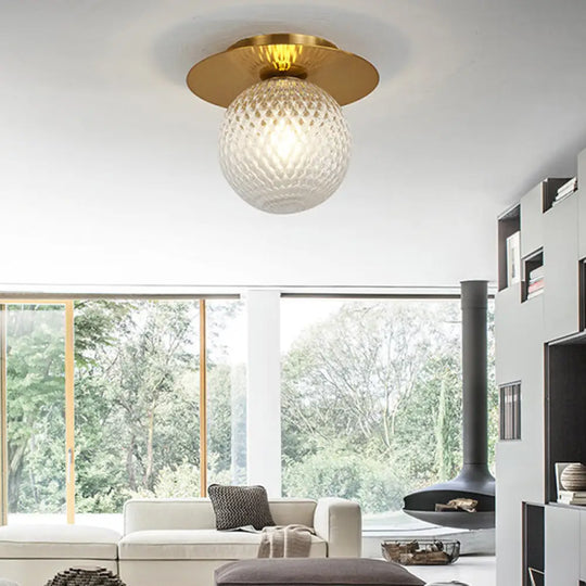 Modern Glass Orbit Ceiling Light Kitchen Flushmount Lamp - Clear/Light - Brown/Cream Single Clear