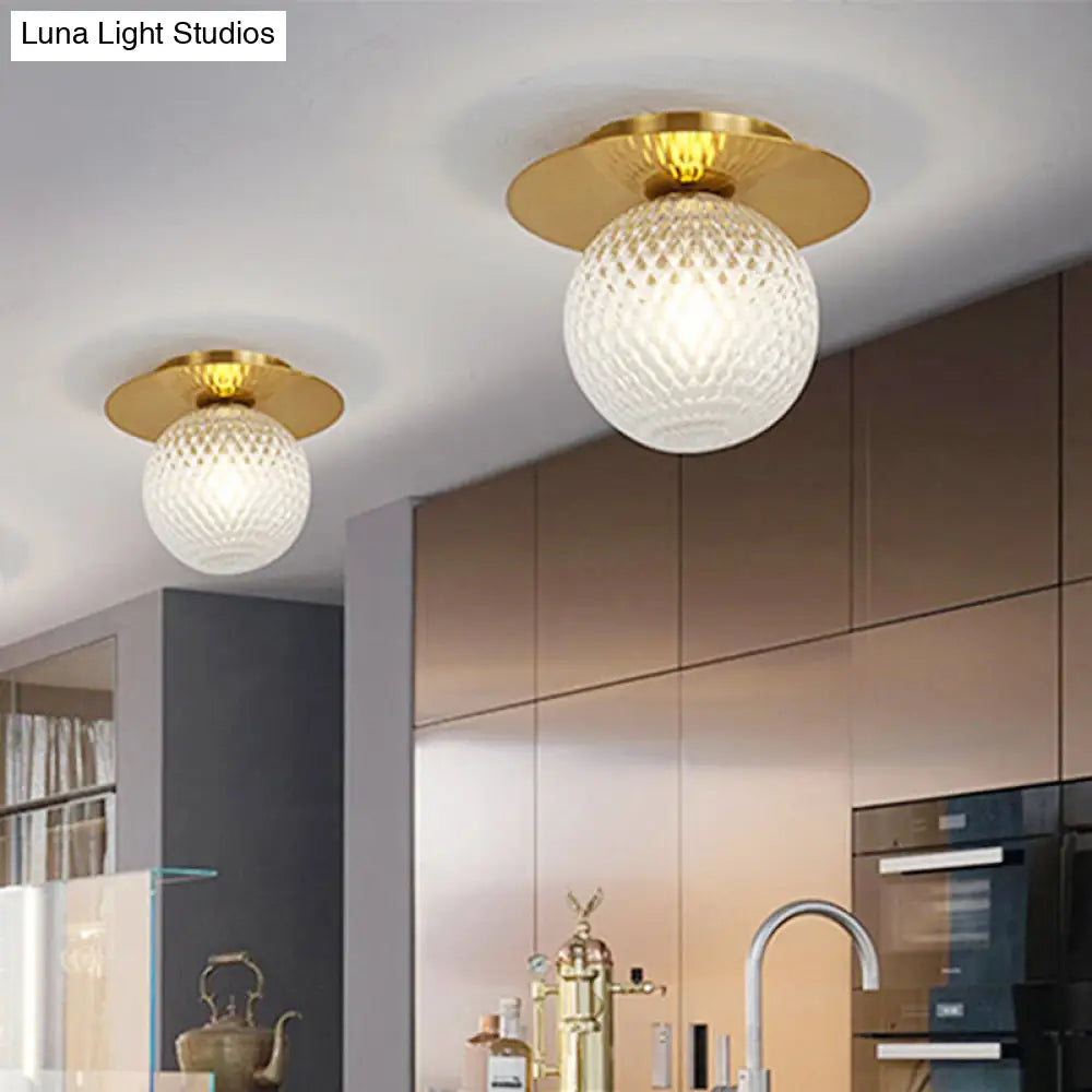 Modern Glass Orbit Ceiling Light Kitchen Flushmount Lamp - Clear/Light-Brown/Cream Single