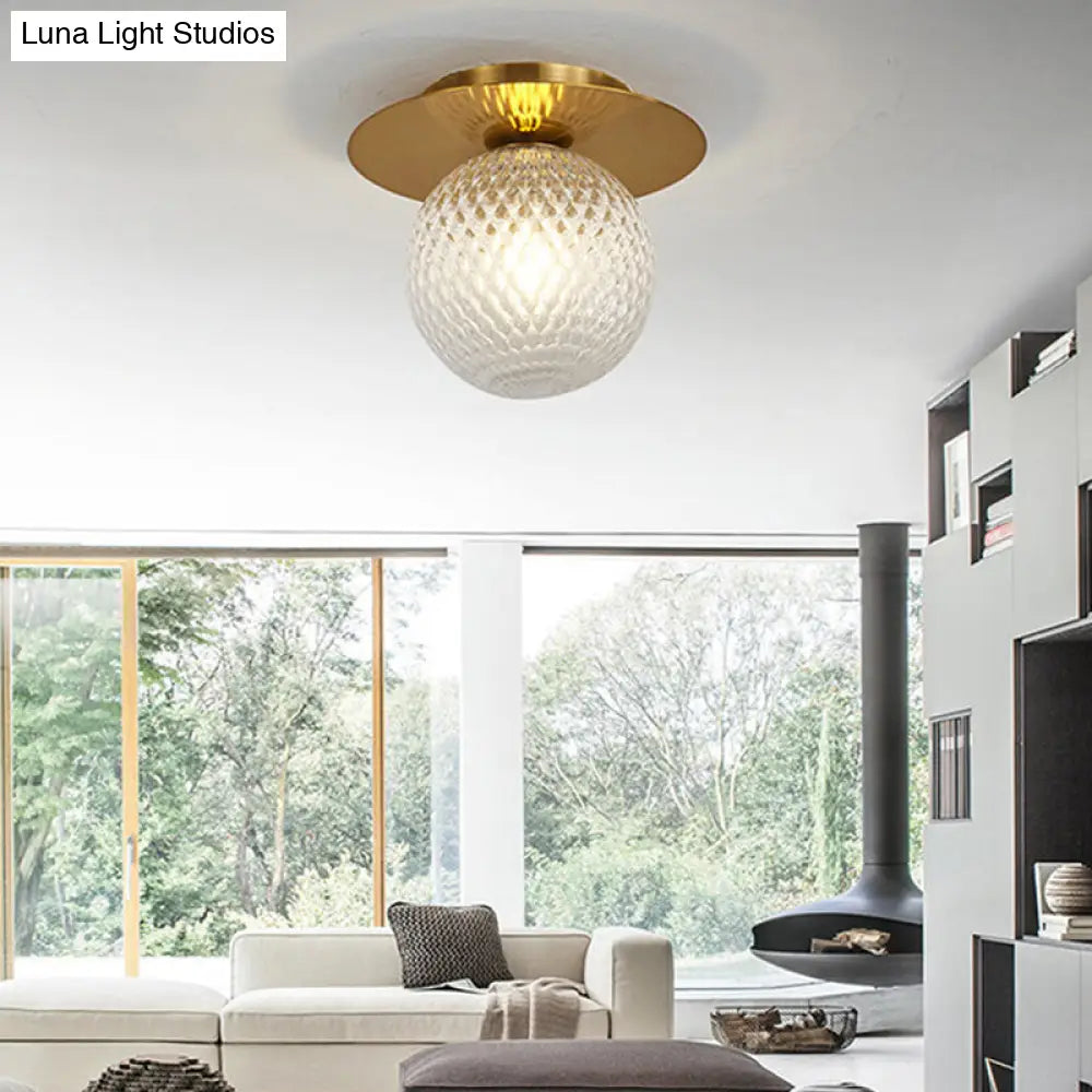 Modern Glass Orbit Ceiling Light Kitchen Flushmount Lamp - Clear/Light-Brown/Cream Single Clear