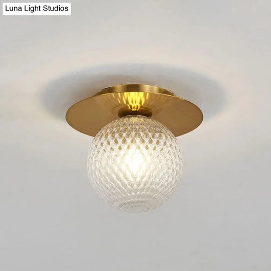 Modern Glass Orbit Ceiling Light Kitchen Flushmount Lamp - Clear/Light - Brown/Cream Single