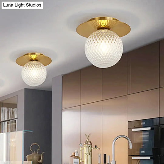 Modern Glass Orbit Ceiling Light Kitchen Flushmount Lamp - Clear/Light - Brown/Cream Single