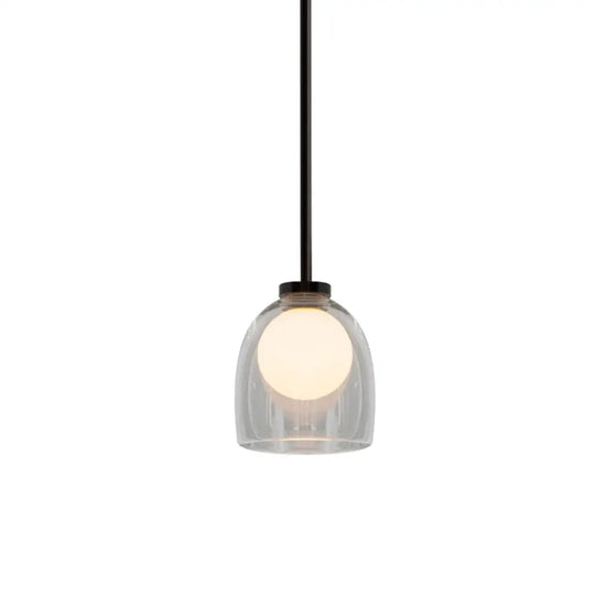 Modern Glass Pendant Lamp - Bell Style For Dining Room Table 1 / Clear