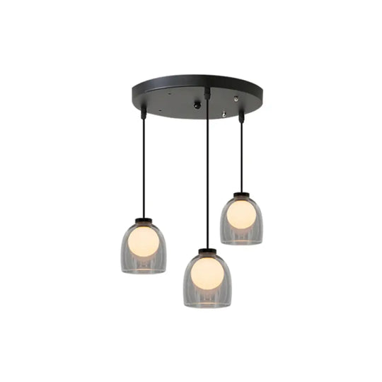 Modern Glass Pendant Lamp - Bell Style For Dining Room Table 3 / Clear