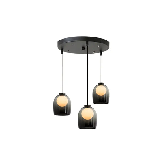 Modern Glass Pendant Lamp - Bell Style For Dining Room Table 3 / Grey