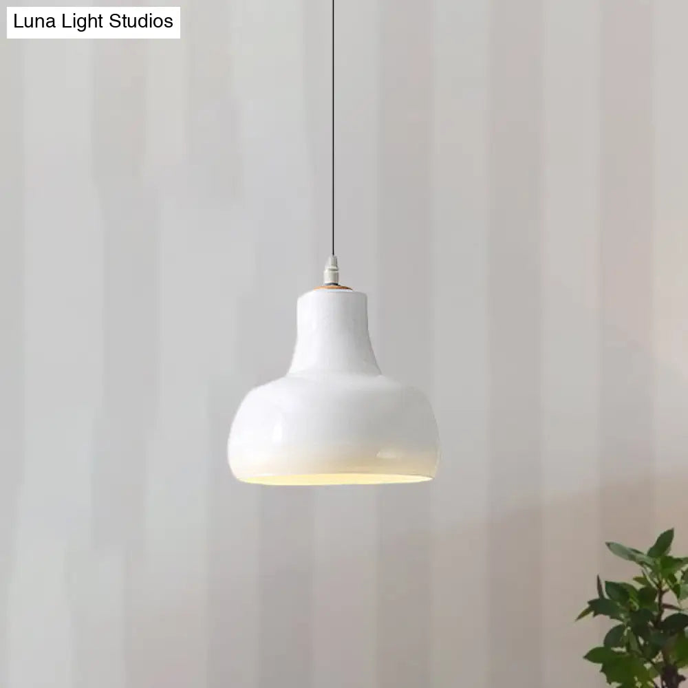 Modern Glass Pendant Lamp - White/Black Bowl Cone Or Saucer Design Led Ceiling Light In White/Warm