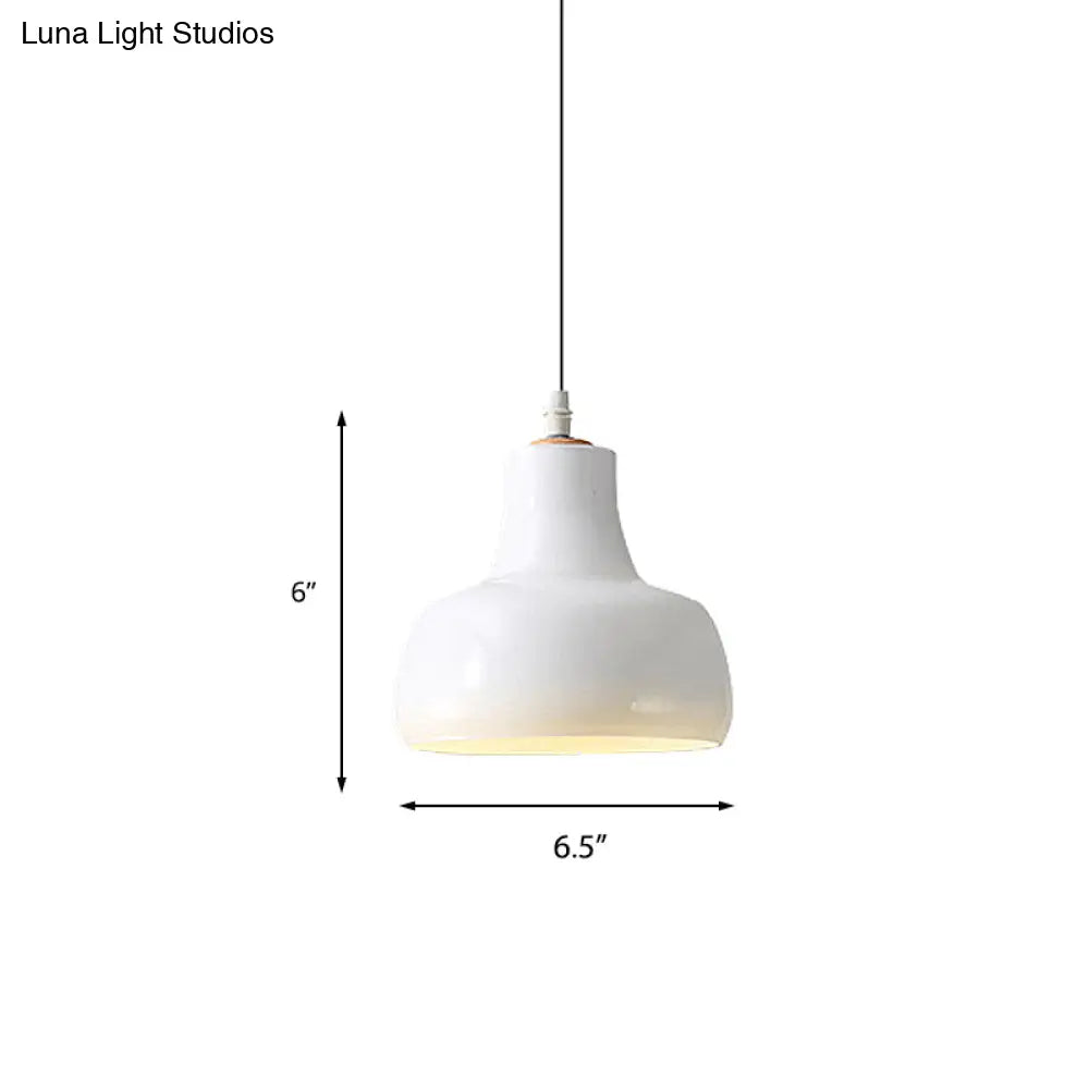 Modern Glass Pendant Lamp - White/Black Bowl Cone Or Saucer Design Led Ceiling Light In White/Warm