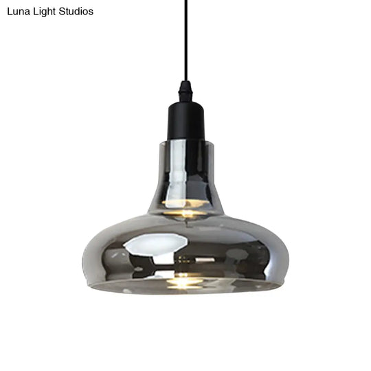 Modern Glass Pendant Lamp - White/Black Bowl Cone Or Saucer Design Led Ceiling Light In White/Warm