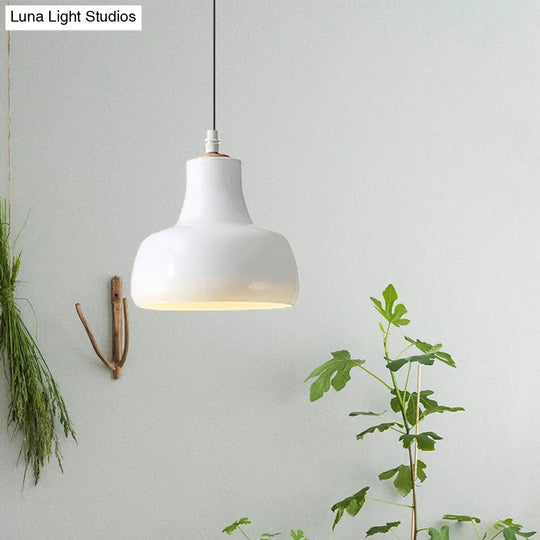 Modern Glass Pendant Lamp - White/Black Bowl Cone Or Saucer Design Led Ceiling Light In White/Warm