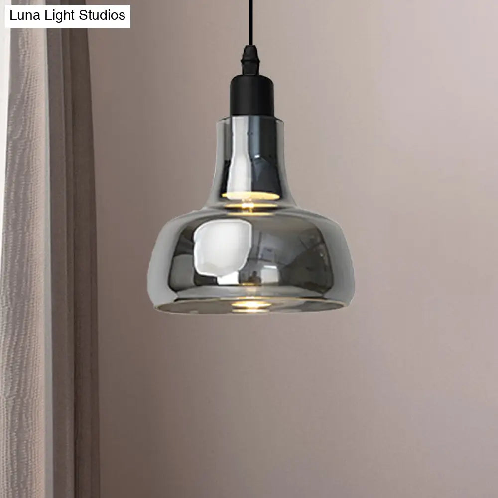 Modern Glass Pendant Lamp With Led Light In White Or Warm Tone - Bowl Cone Saucer Shape Black /