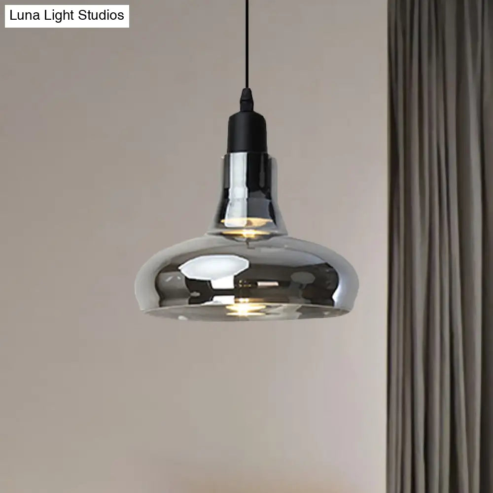 Modern Glass Pendant Lamp - White/Black Bowl Cone Or Saucer Design Led Ceiling Light In White/Warm