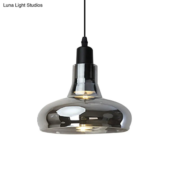 Modern Glass Pendant Lamp With Led Light In White Or Warm Tone - Bowl Cone Saucer Shape