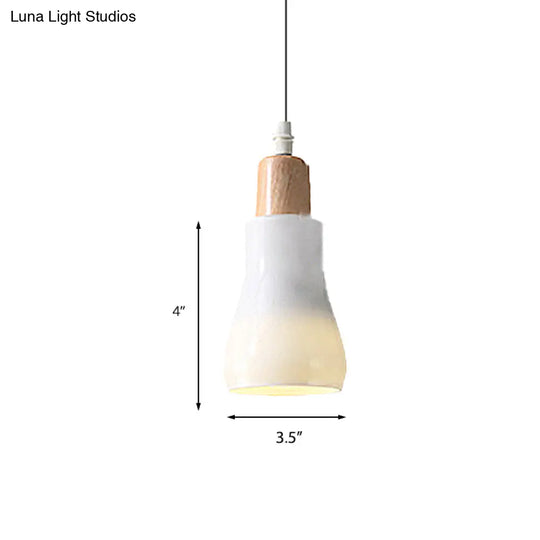 Modern Glass Pendant Lamp With Led Light In White Or Warm Tone - Bowl Cone Saucer Shape