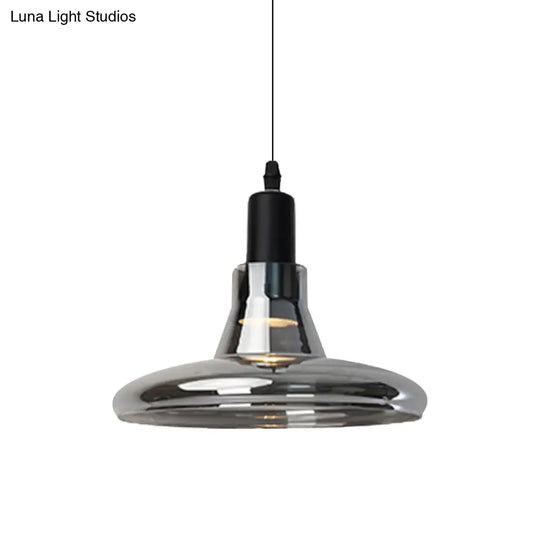 Modern Glass Pendant Lamp With Led Light In White Or Warm Tone - Bowl Cone Saucer Shape