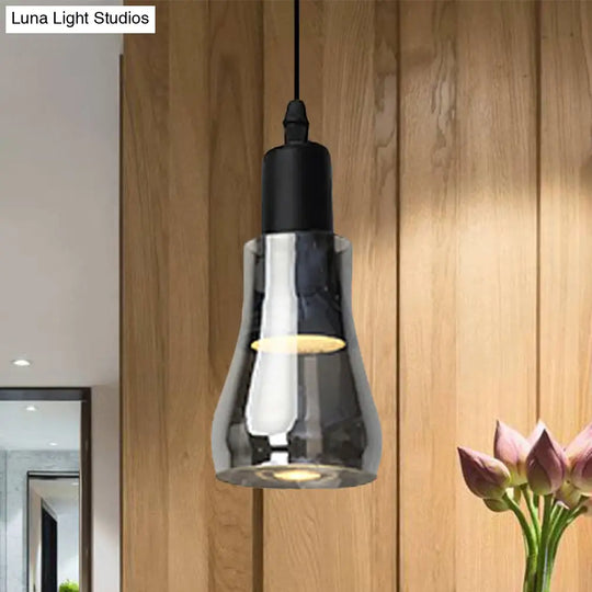 Modern Glass Pendant Lamp - White/Black Bowl Cone Or Saucer Design Led Ceiling Light In White/Warm