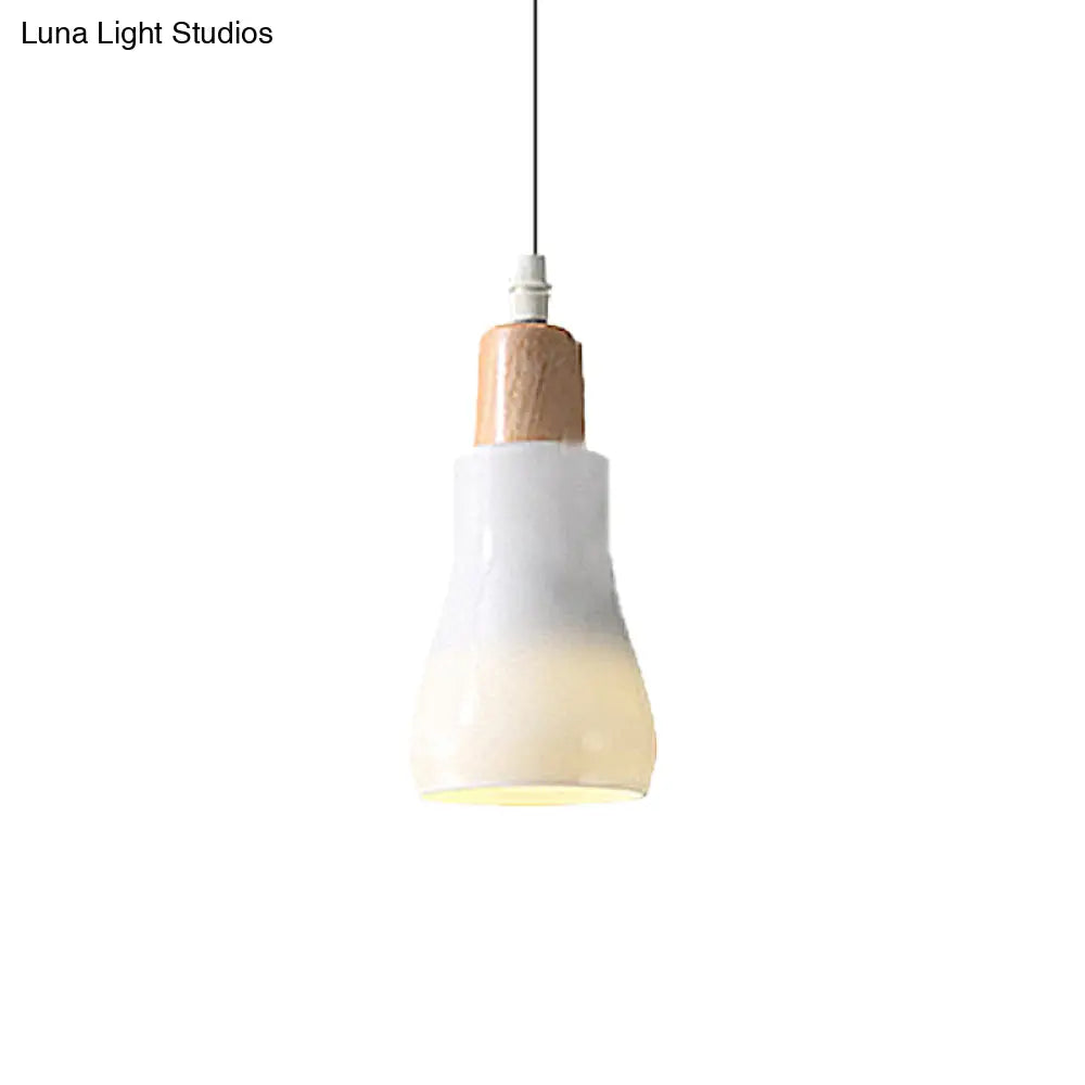 Modern Glass Pendant Lamp With Led Light In White Or Warm Tone - Bowl Cone Saucer Shape