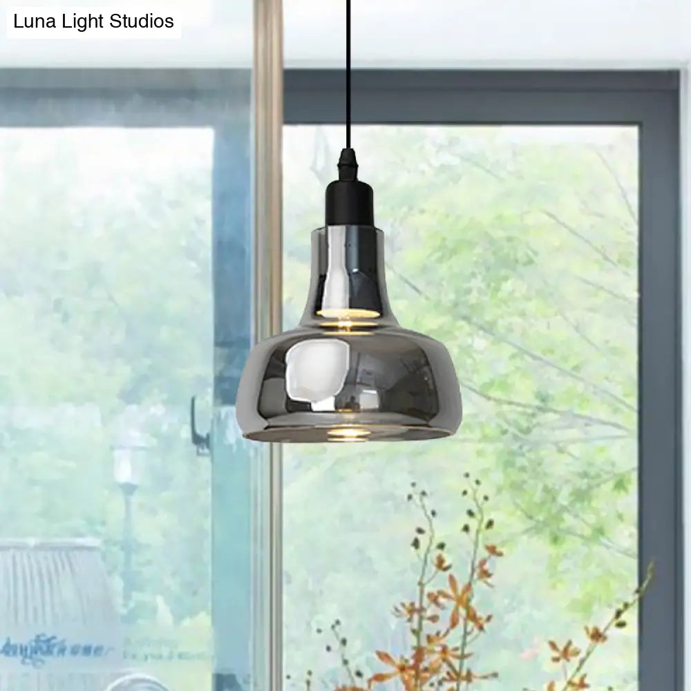 Modern Glass Pendant Lamp With Led Light In White Or Warm Tone - Bowl Cone Saucer Shape