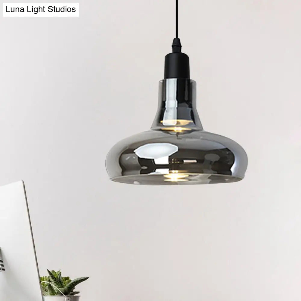 Modern Glass Pendant Lamp - White/Black Bowl Cone Or Saucer Design Led Ceiling Light In White/Warm