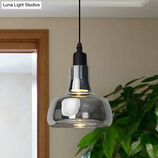 Modern Glass Pendant Lamp - White/Black Bowl Cone Or Saucer Design Led Ceiling Light In White/Warm