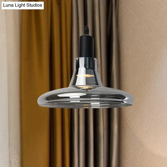 Modern Glass Pendant Lamp With Led Light In White Or Warm Tone - Bowl Cone Saucer Shape