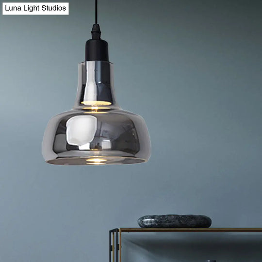 Modern Glass Pendant Lamp - White/Black Bowl Cone Or Saucer Design Led Ceiling Light In White/Warm