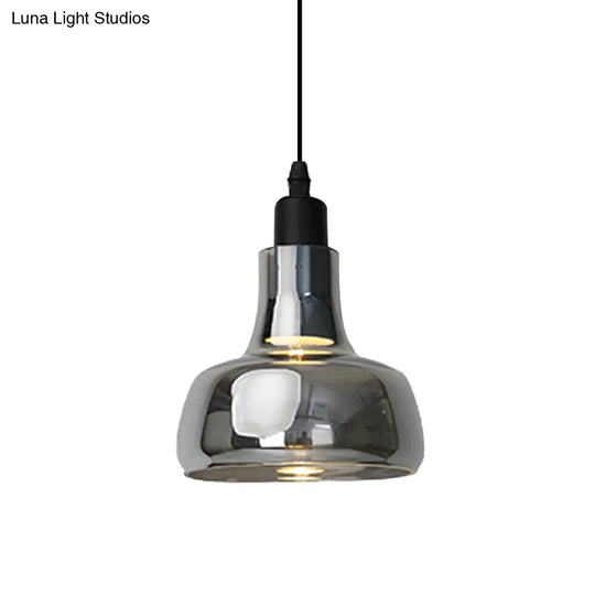 Modern Glass Pendant Lamp - White/Black Bowl Cone Or Saucer Design Led Ceiling Light In White/Warm