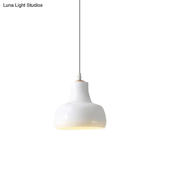 Modern Glass Pendant Lamp - White/Black Bowl Cone Or Saucer Design Led Ceiling Light In White/Warm