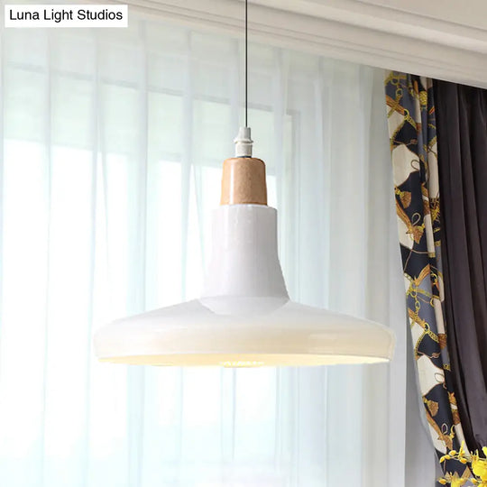 Modern Glass Pendant Lamp With Led Light In White Or Warm Tone - Bowl Cone Saucer Shape