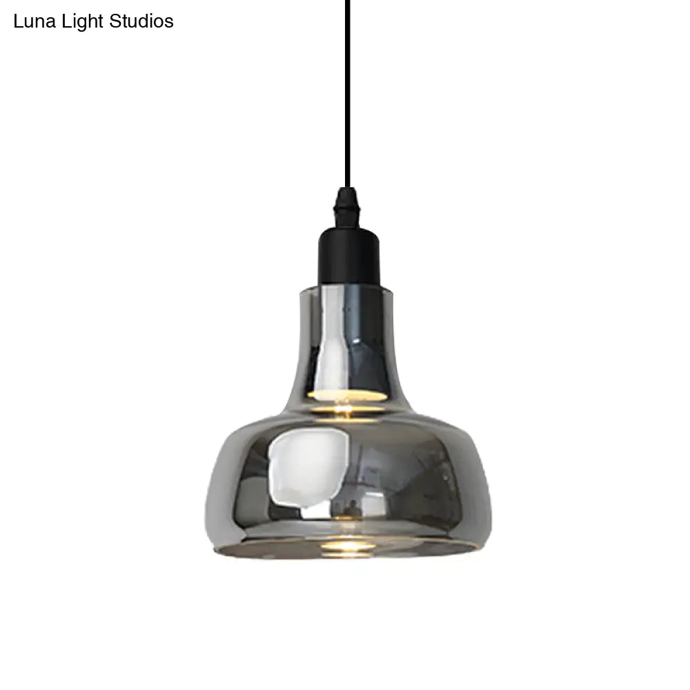 Modern Glass Pendant Lamp With Led Light In White Or Warm Tone - Bowl Cone Saucer Shape