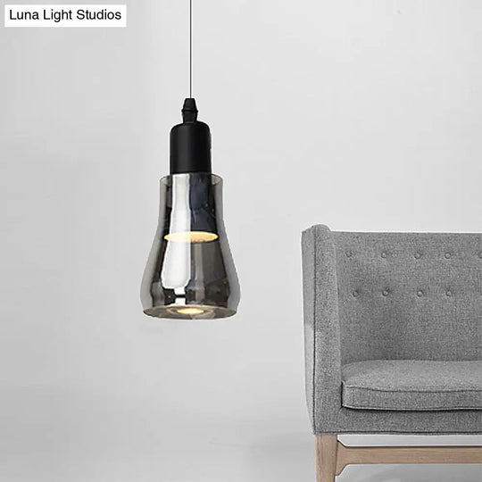 Modern Glass Pendant Lamp With Led Light In White Or Warm Tone - Bowl Cone Saucer Shape