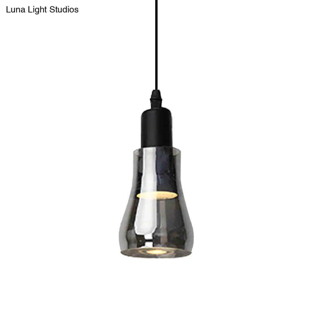 Modern Glass Pendant Lamp - White/Black Bowl Cone Or Saucer Design Led Ceiling Light In White/Warm