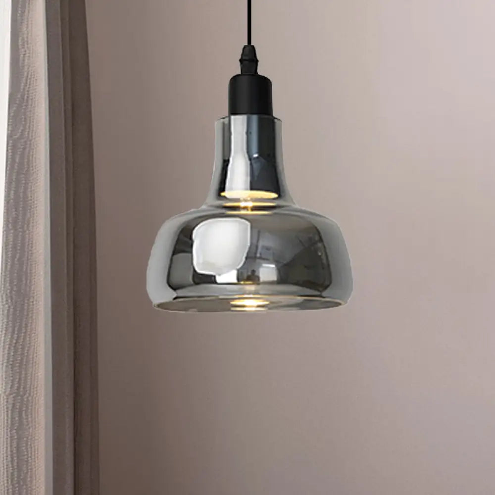 Modern Glass Pendant Lamp - White/Black Bowl Cone Or Saucer Design Led Ceiling Light In White/Warm