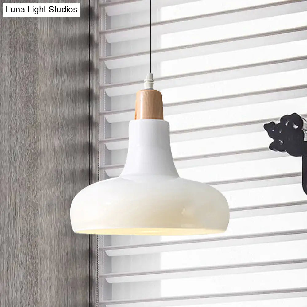 Modern Glass Pendant Lamp With Led Light In White Or Warm Tone - Bowl Cone Saucer Shape