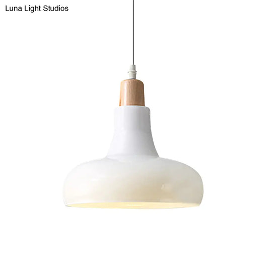 Modern Glass Pendant Lamp With Led Light In White Or Warm Tone - Bowl Cone Saucer Shape