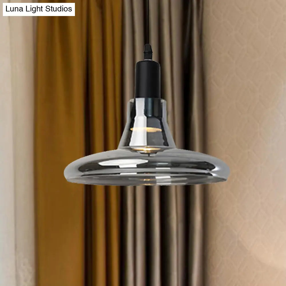 Modern Glass Pendant Lamp - White/Black Bowl Cone Or Saucer Design Led Ceiling Light In White/Warm