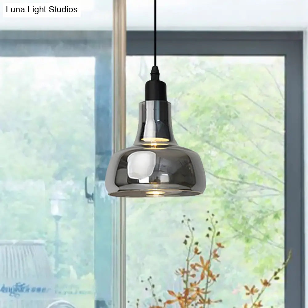 Modern Glass Pendant Lamp - White/Black Bowl Cone Or Saucer Design Led Ceiling Light In White/Warm