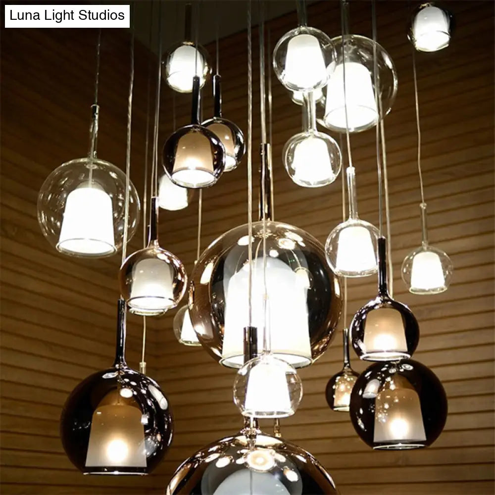 Modern Simplicity: Electroplated Glass Hanging Light In Ball Shape - 1-Light Pendant Lamp For Dining