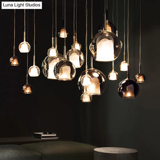 Modern Simplicity: Electroplated Glass Hanging Light In Ball Shape - 1-Light Pendant Lamp For Dining