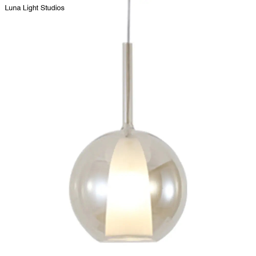 Modern Simplicity: Electroplated Glass Hanging Light In Ball Shape - 1-Light Pendant Lamp For Dining