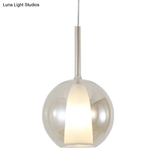 Modern Simplicity: Electroplated Glass Hanging Light In Ball Shape - 1-Light Pendant Lamp For Dining