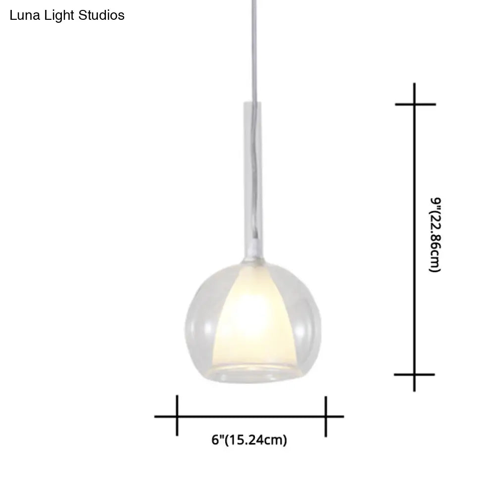 Modern Simplicity: Electroplated Glass Hanging Light In Ball Shape - 1-Light Pendant Lamp For Dining