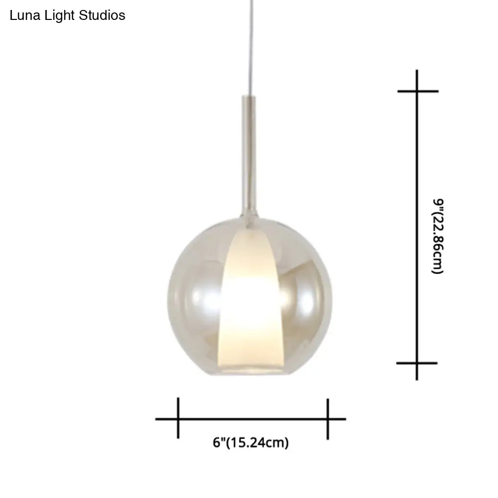 Modern Simplicity: Electroplated Glass Hanging Light In Ball Shape - 1-Light Pendant Lamp For Dining