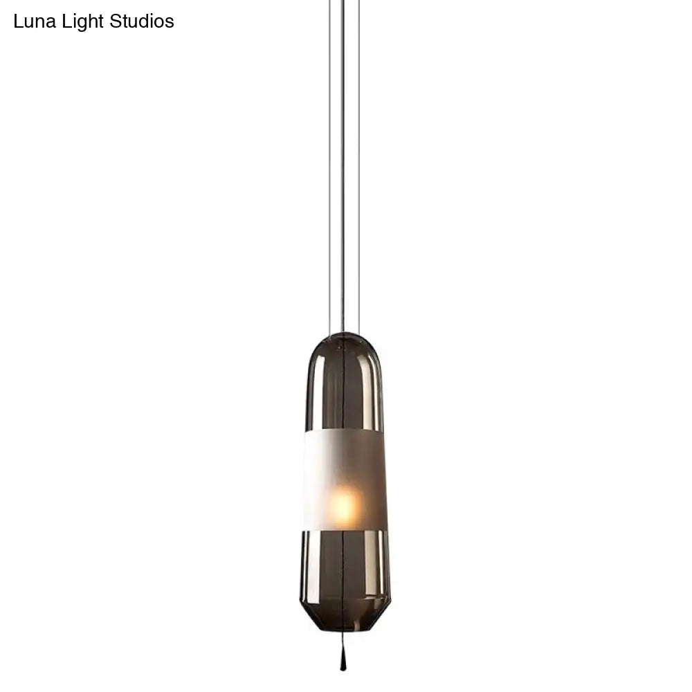 Modern Glass Pendant Light For Bedroom - Cylindrical Design Hanging Fixture