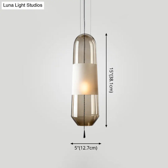 Modern Glass Pendant Light For Bedroom - Cylindrical Design Hanging Fixture