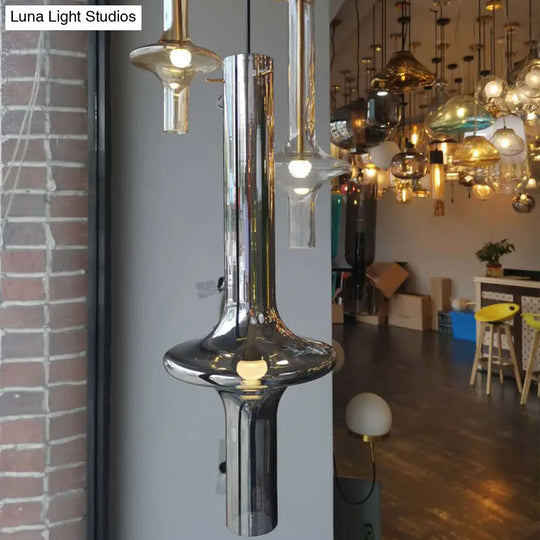 Modern Glass Pendant Light - Stylish 1-Light Hanging Lamp For Dining Room Smoke Gray