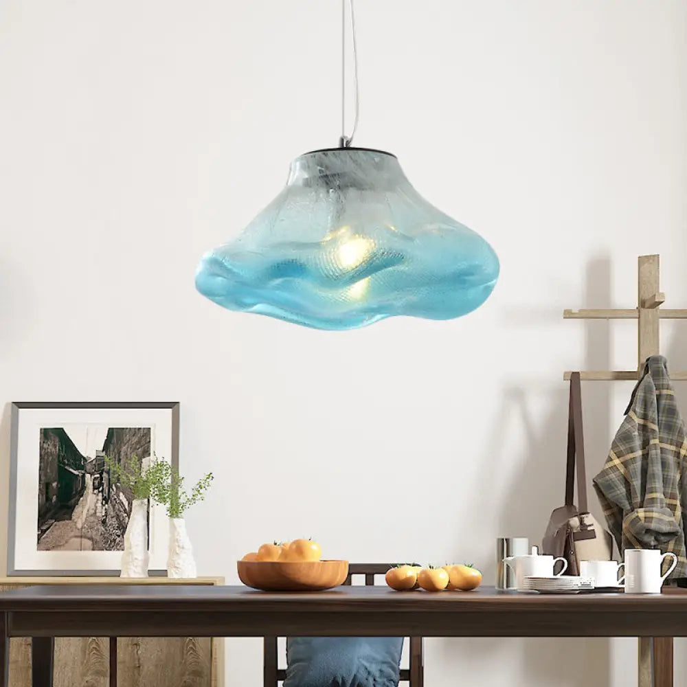 Modern Glass Pendant Light - Irregular Melt Design Silver/Red/Blue Living Room Ceiling 8’/12’