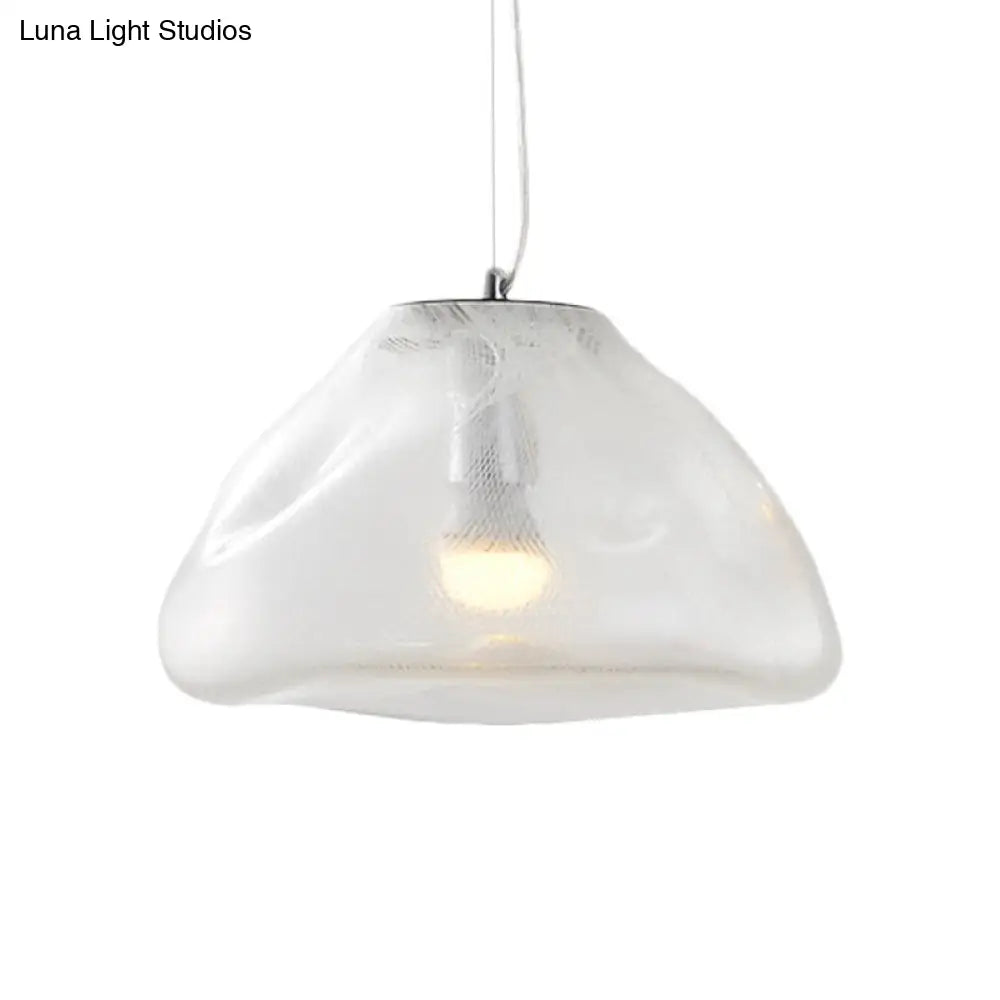 Modern Irregular Glass Pendant Light Silver/Red/Blue 1-Light 8/12 Wide Ideal For Living Room Ceiling