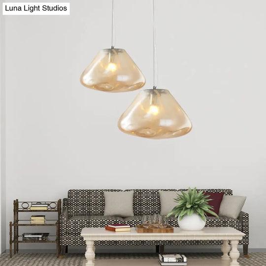 Modern Irregular Glass Pendant Light Silver/Red/Blue 1-Light 8/12 Wide Ideal For Living Room Ceiling