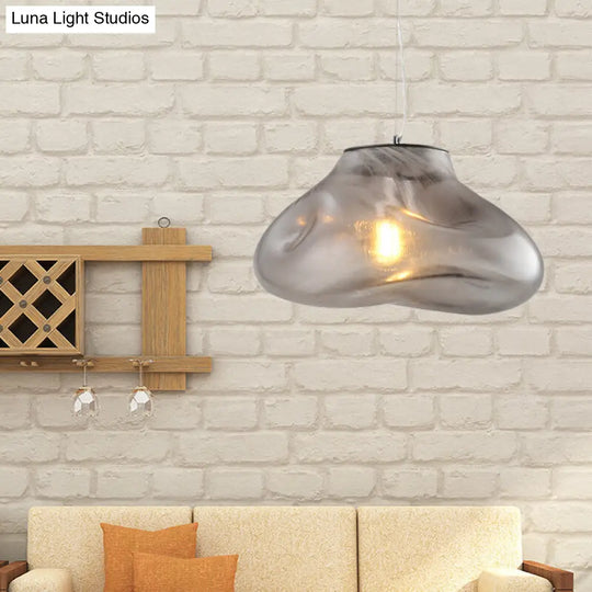 Modern Irregular Glass Pendant Light Silver/Red/Blue 1-Light 8/12 Wide Ideal For Living Room Ceiling