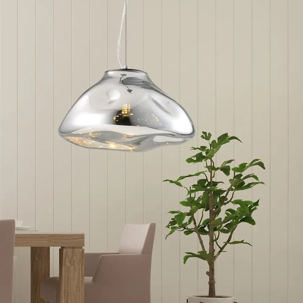 Modern Glass Pendant Light - Irregular Melt Design Silver/Red/Blue Living Room Ceiling 8’/12’